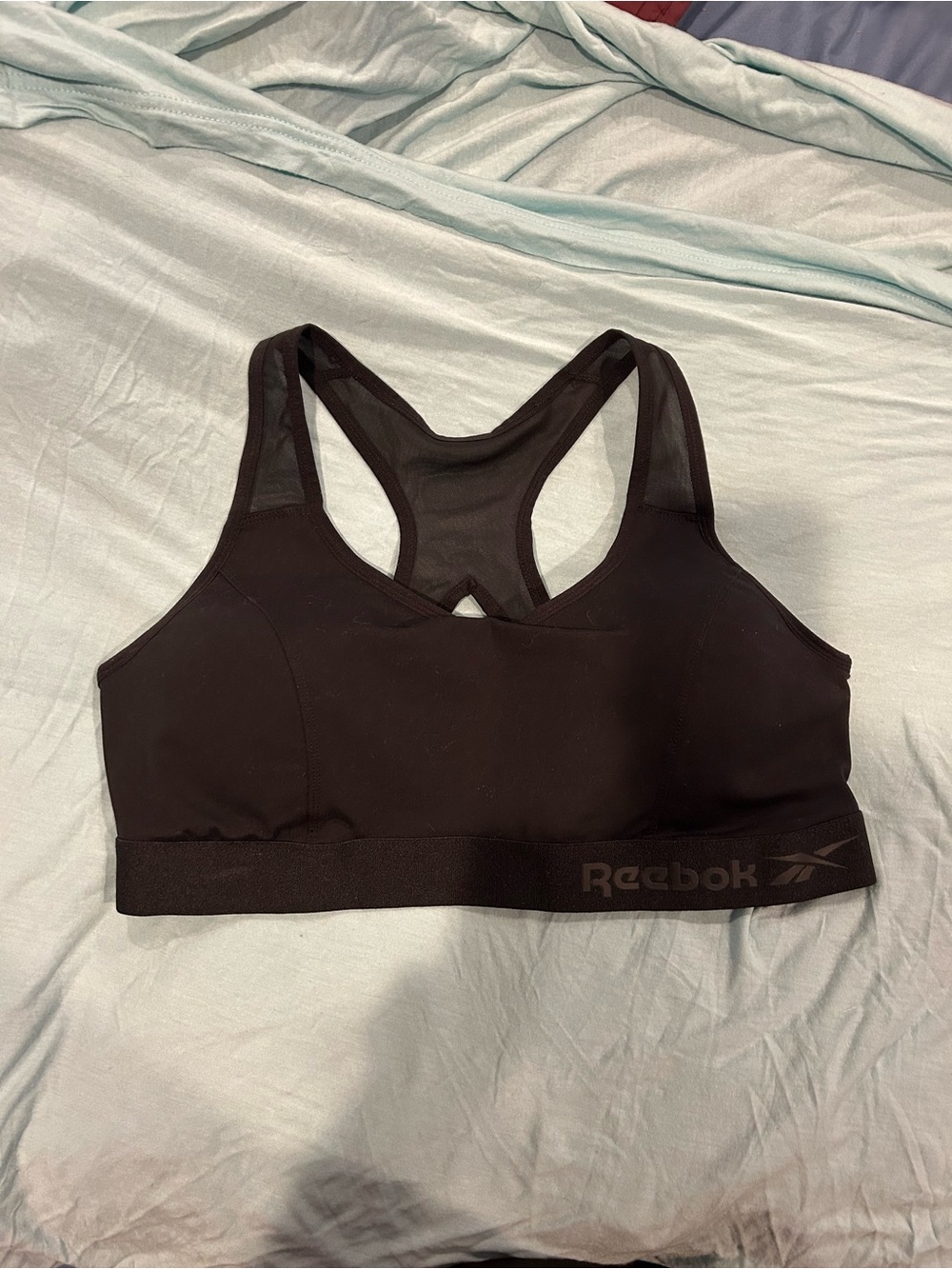 NWOT xl Reebok Black Mesh Racerback Sports Bra with Elastic Band